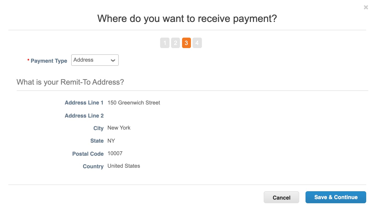 Step 4: Where do you want to receive payment